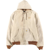 00'S Carhartt Active Jacket Duck Full Zip Parka Made in USA Men's XL cotton unbleached Vintage Second Hand