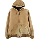 00'S Carhartt Active Jacket Duck Full Zip Hoodie Men's XL cotton Beige type Vintage Second Hand