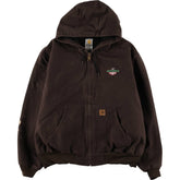 00'S Carhartt Active Jacket Duck Full Zip Hoodie Men's XXL cotton brown type Vintage Second Hand
