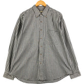 00'S Eddie Bauer long sleeve button down check shirt, men's XL size cotton green type Vintage Second Hand