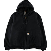 00'S Carhartt Active Jacket Duck Full Zip Hoodie Men's XL cotton black type Vintage Second Hand