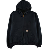 00'S Carhartt Active Jacket Duck Full Zip Hoodie Men's XXL cotton black type Vintage Second Hand