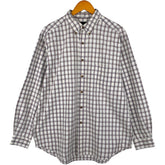 00'S Eddie Bauer long sleeve button down check shirt, men's size L cotton white type Vintage Second Hand