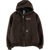 00'S Carhartt Active Jacket, Padded Duck Full Zip Hoodie, Men's Size L cotton brown type Vintage Second Hand