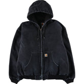 00'S Carhartt Active Jacket, Padded Duck Full Zip Hoodie, Men's XXL cotton black type Vintage Second Hand