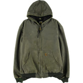 00'S Carhartt Active Jacket Duck Full Zip Hoodie Men's XL cotton Khaki type Vintage Second Hand