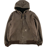 00'S Carhartt Active Jacket Duck Full Zip Hoodie Men's XXL cotton brown type Vintage Second Hand