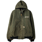 00'S Carhartt Active Jacket Duck Full Zip Parka Men's L size cotton Khaki type sage green Vintage Second Hand