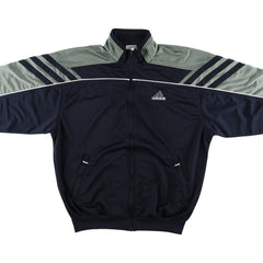 00'S adidas jersey track jacket, men's size M polyester Khaki type sage green Vintage Second Hand
