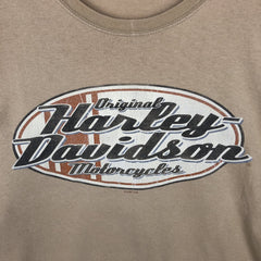 00'S Harley-Davidson Motorcycle Bike T-shirt Men's XL size unclear Beige type Vintage Second Hand