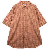 00'S Columbia Short Sleeve Button Down Check Shirt Men's XL cotton orange type Vintage Second Hand