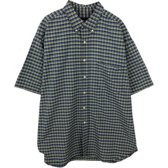 00'S Eddie Bauer short sleeve button down check shirt, men's XL size cotton blue type Vintage Second Hand
