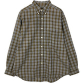 00'S Eddie Bauer long sleeve button down check shirt, men's size L cotton Khaki type Vintage Second Hand