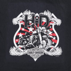 00'S Harley-Davidson Motorcycle Bike T-shirt Men's L size cotton black type Vintage Second Hand