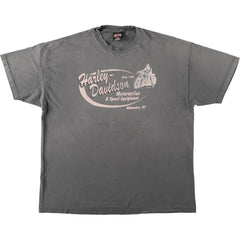 00'S Harley-Davidson Fire Pattern Motorcycle Bike T-Shirt Men's XXL cotton gray type Vintage Second Hand