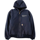 00'S Carhartt Active Jacket, Padded Duck Full Zip Hoodie, Men's Size L cotton navy blue type Vintage Second Hand