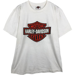 00'S Harley-Davidson Motorcycle Bike T-shirt Made in USA Men's L size cotton white type Vintage Second Hand