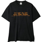 00'S Delta DELTA Message Print T-shirt Men's L size cotton black type Vintage Second Hand