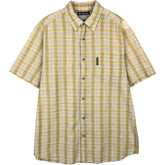 00'S Columbia Short Sleeve Cotton Check Shirt Men's Size L cotton yellow type Vintage Second Hand