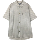 00'S Columbia Short Sleeve Button Down Check Shirt Men's Size L cotton pale white type Vintage Second Hand