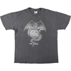 00'S Hanes BEEFY-T Printed T-shirt, Men's L size cotton Charcoal Vintage Second Hand