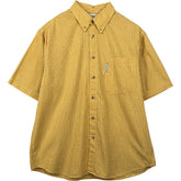 00'S Columbia Short Sleeve Button Down Check Shirt Men's Size L cotton yellow type Vintage Second Hand