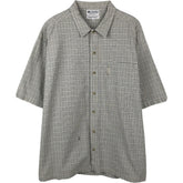 00'S Columbia Short Sleeve Cotton Check Shirt Men's XL cotton gray type Vintage Second Hand