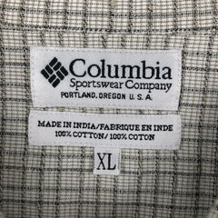 00'S Columbia Short Sleeve Cotton Check Shirt Men's XL cotton gray type Vintage Second Hand