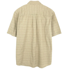 00'S Eddie Bauer short sleeve button down check shirt, men's size L cotton Khaki type sage green Vintage Second Hand