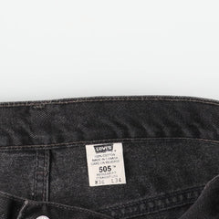 00'S Levi's 505 REGULAR FIT STRAIGHT LEG black denim tapered denim pants for men, size w35 cotton black type Vintage Second Hand