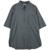 00'S Columbia Short Sleeve Button Down Check Shirt Men's XL cotton navy blue type Vintage Second Hand
