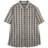 00'S Columbia Short Sleeve Cotton Check Shirt Men's Size L cotton gray type Vintage Second Hand