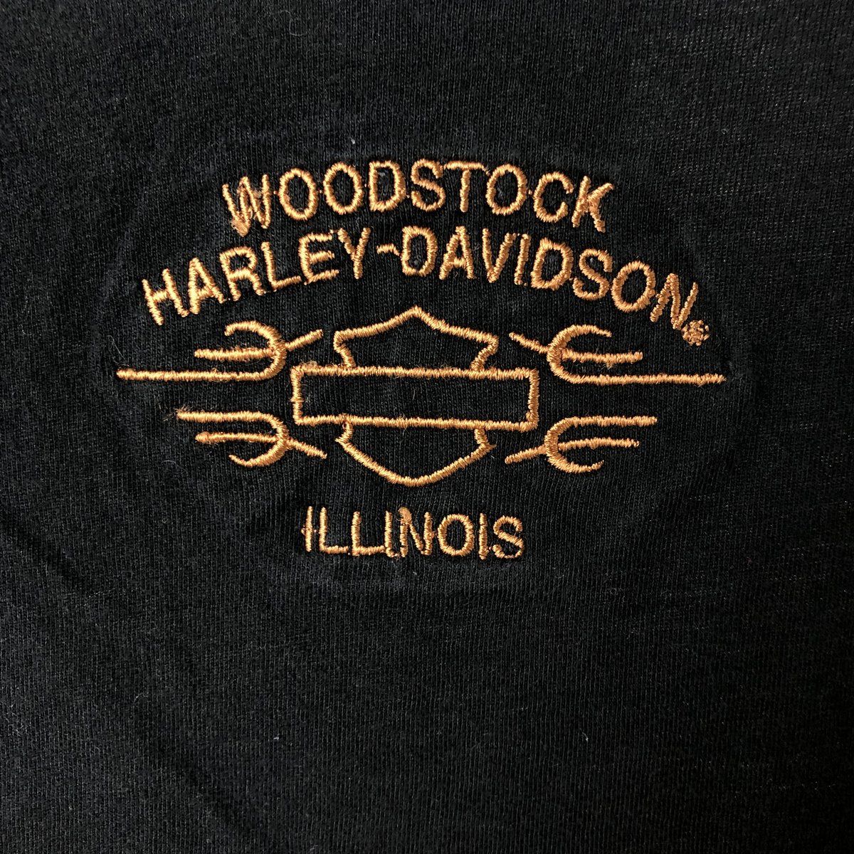 00'S Harley-Davidson V-neck studded motorcycle bike T-shirt for women (S size) cotton black type Vintage Second Hand