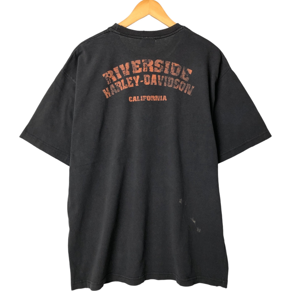 00'S Harley-Davidson Skull Pattern Motorcycle Bike T-shirt Made in USA Men's XL unclear black type Vintage Second Hand