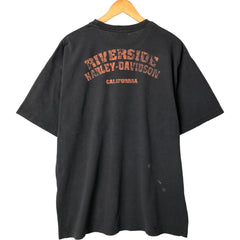 00'S Harley-Davidson Skull Pattern Motorcycle Bike T-shirt Made in USA Men's XL unclear black type Vintage Second Hand