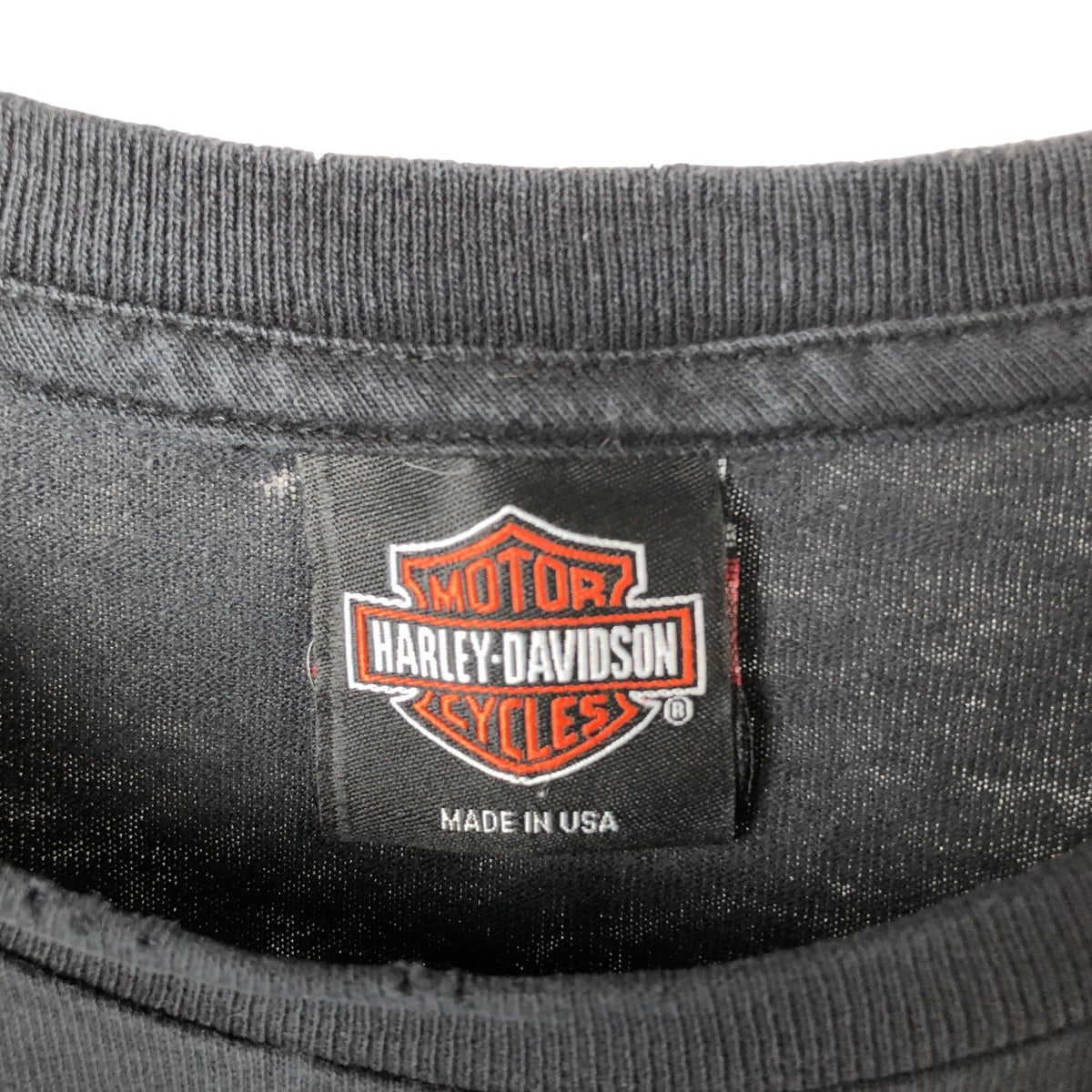 00'S Harley-Davidson Skull Pattern Motorcycle Bike T-shirt Made in USA Men's XL unclear black type Vintage Second Hand