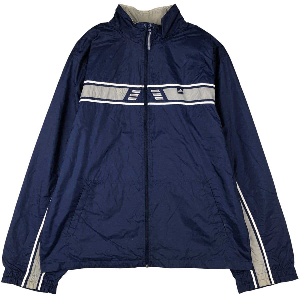 00'S Adidas nylon jacket, men's XL size Nylon navy blue type Vintage Second Hand