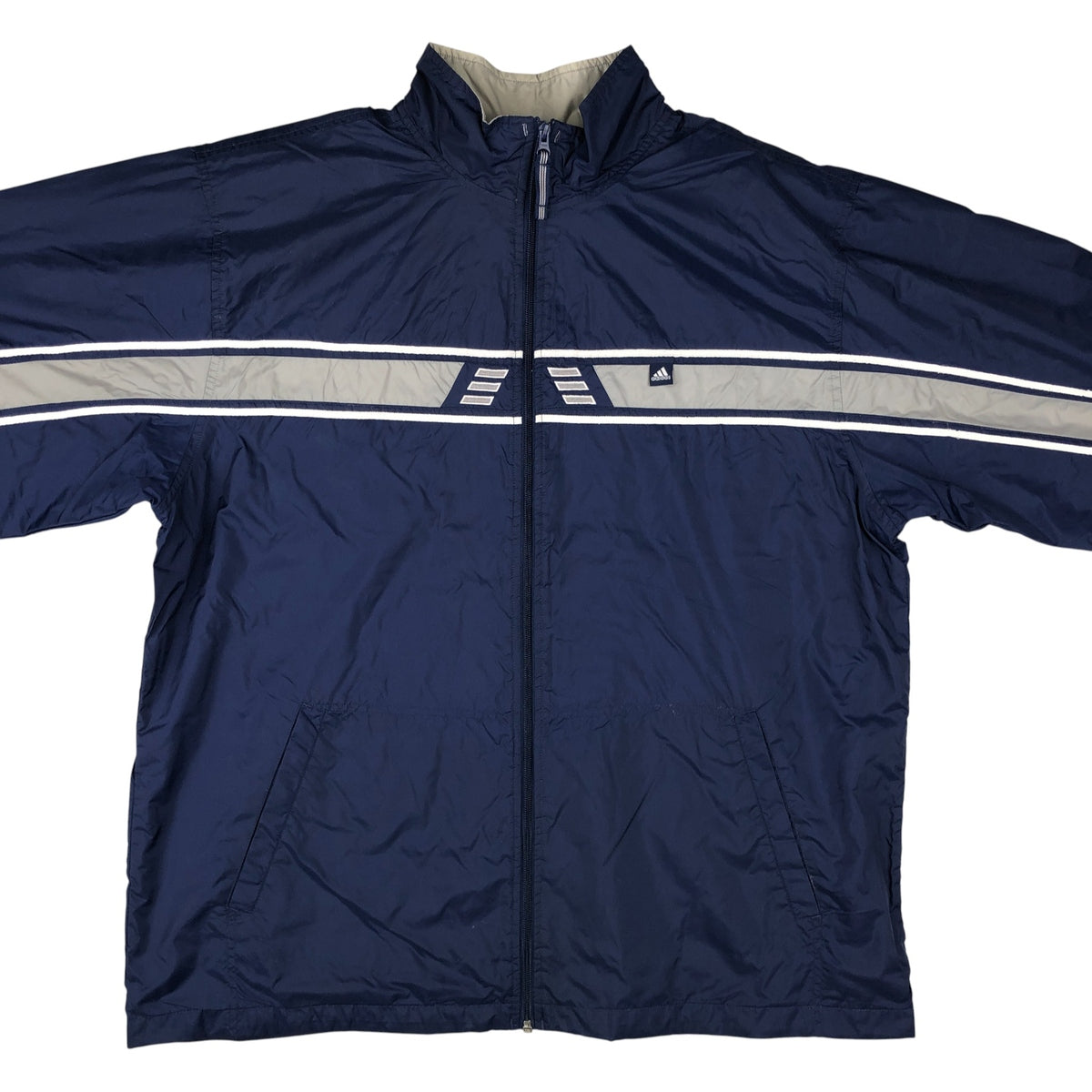 00'S Adidas nylon jacket, men's XL size Nylon navy blue type Vintage Second Hand
