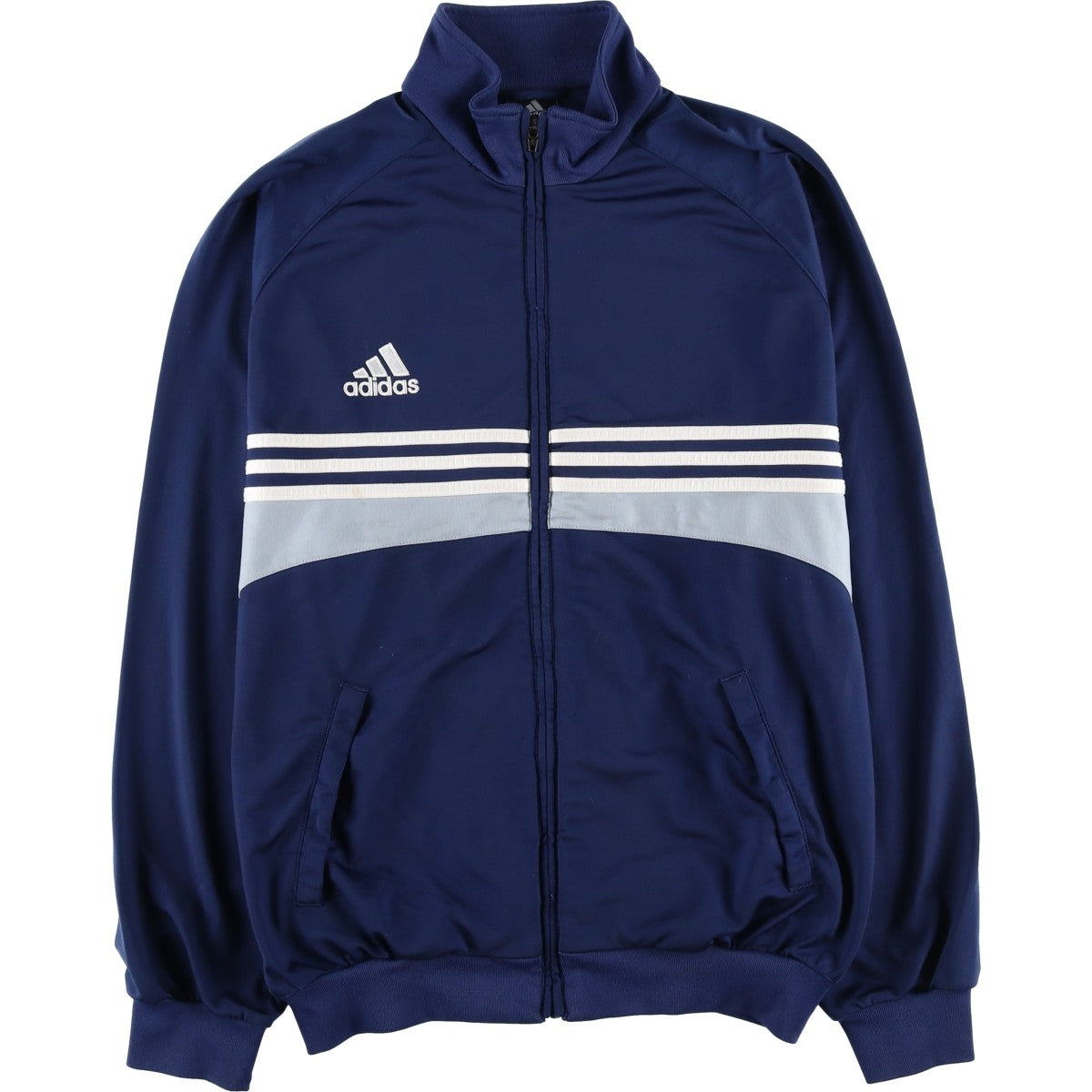 00'S adidas jersey track jacket, men's size L polyester Navy blue Vintage Second Hand