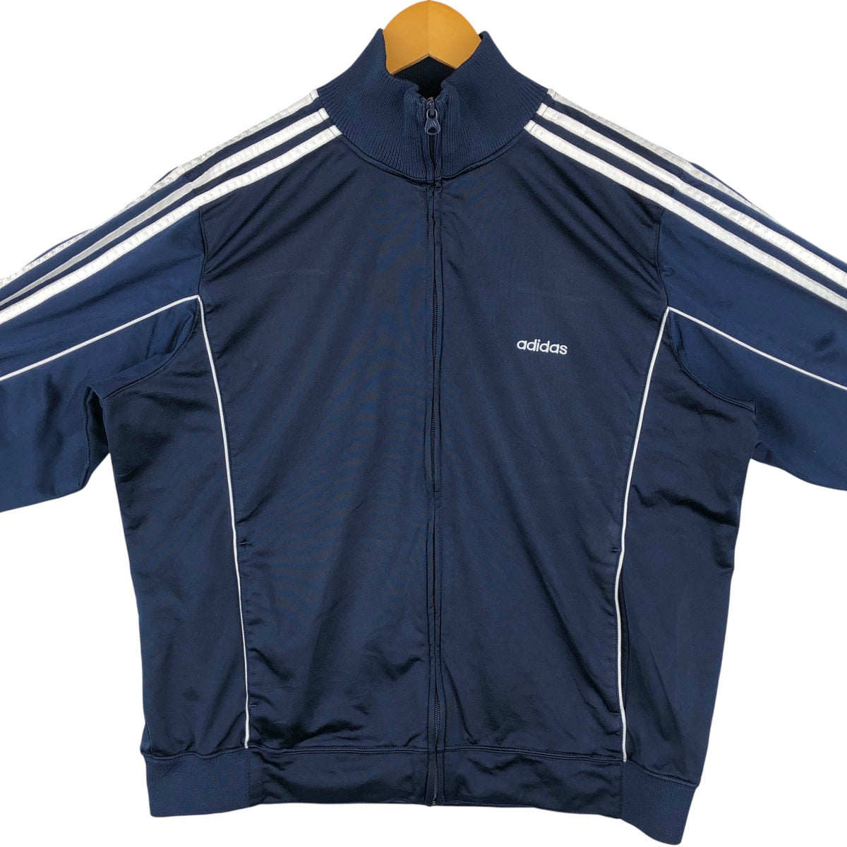 00'S adidas jersey track jacket, men's size L polyester navy blue type Vintage Second Hand