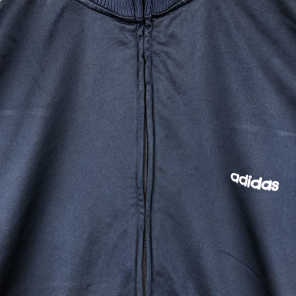 00'S adidas jersey track jacket, men's size L polyester navy blue type Vintage Second Hand