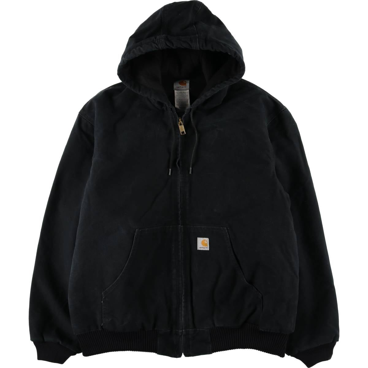00'S Carhartt Active Jacket Duck Full Zip Hoodie Men's XL cotton black type Vintage Second Hand