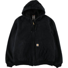 00'S Carhartt Active Jacket Duck Full Zip Hoodie Men's XL cotton black type Vintage Second Hand