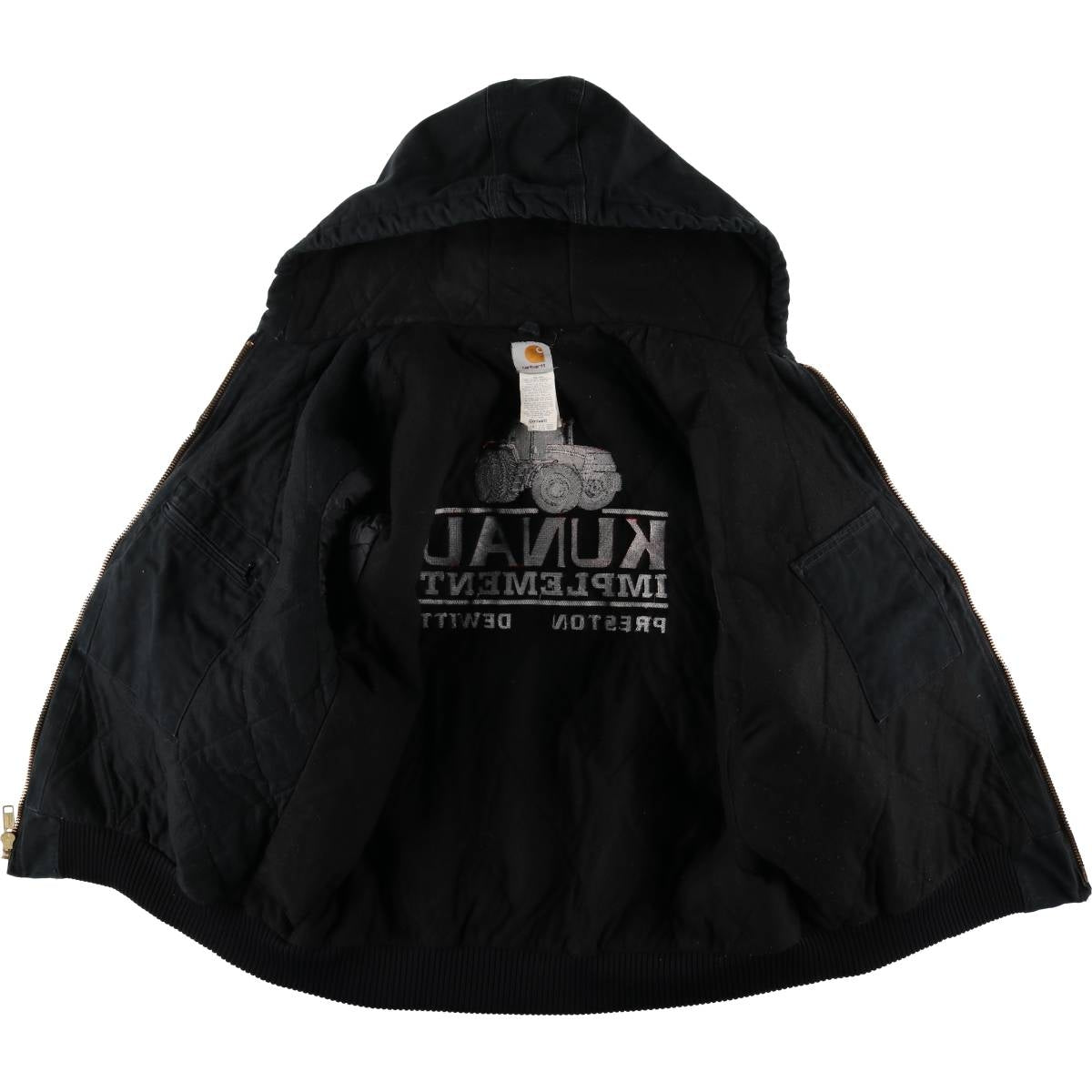 00'S Carhartt Active Jacket Duck Full Zip Hoodie Men's XL cotton black type Vintage Second Hand