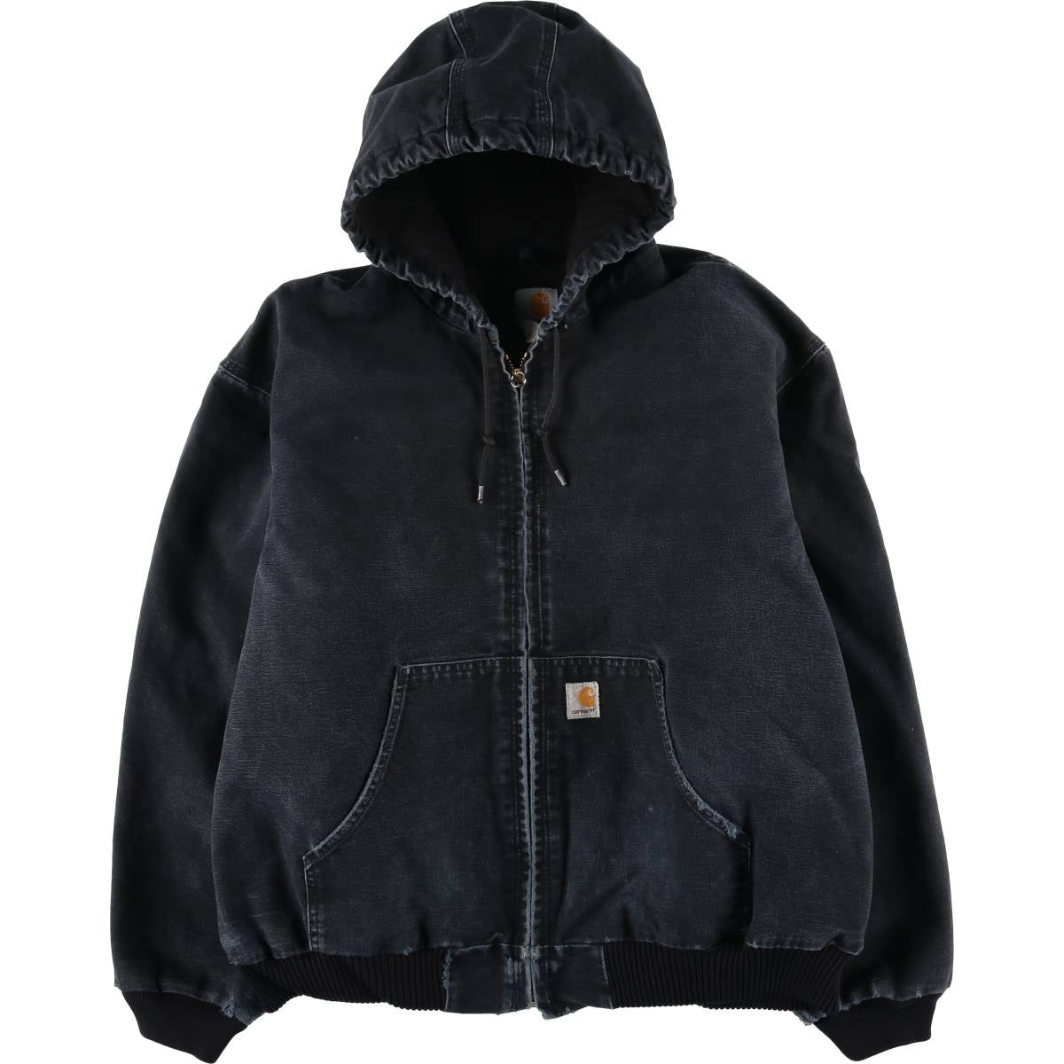 00'S Carhartt Active Jacket, Padded Duck Full Zip Hoodie, Men's XXL cotton black type Vintage Second Hand