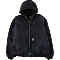 00'S Carhartt Active Jacket, Padded Duck Full Zip Hoodie, Men's XXL cotton black type Vintage Second Hand
