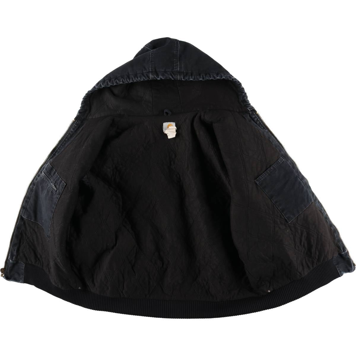 00'S Carhartt Active Jacket, Padded Duck Full Zip Hoodie, Men's XXL cotton black type Vintage Second Hand