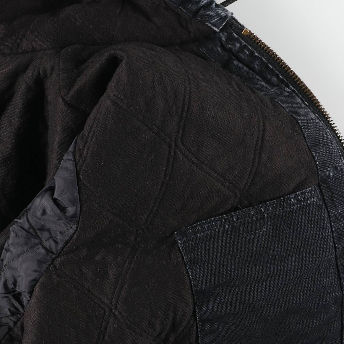 00'S Carhartt Active Jacket, Padded Duck Full Zip Hoodie, Men's XXL cotton black type Vintage Second Hand