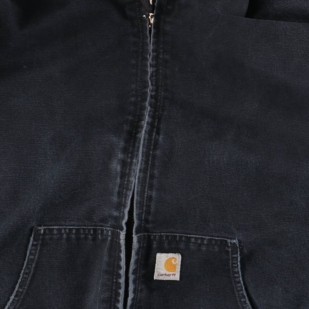 00'S Carhartt Active Jacket, Padded Duck Full Zip Hoodie, Men's XXL cotton black type Vintage Second Hand