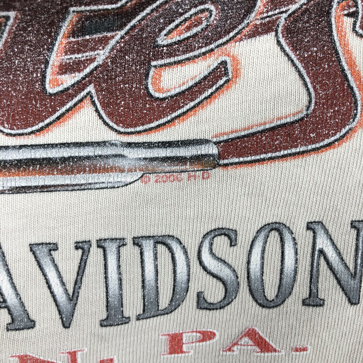 00'S Harley-Davidson Motorcycle Bike T-shirt Men's L size unclear Beige type Vintage Second Hand